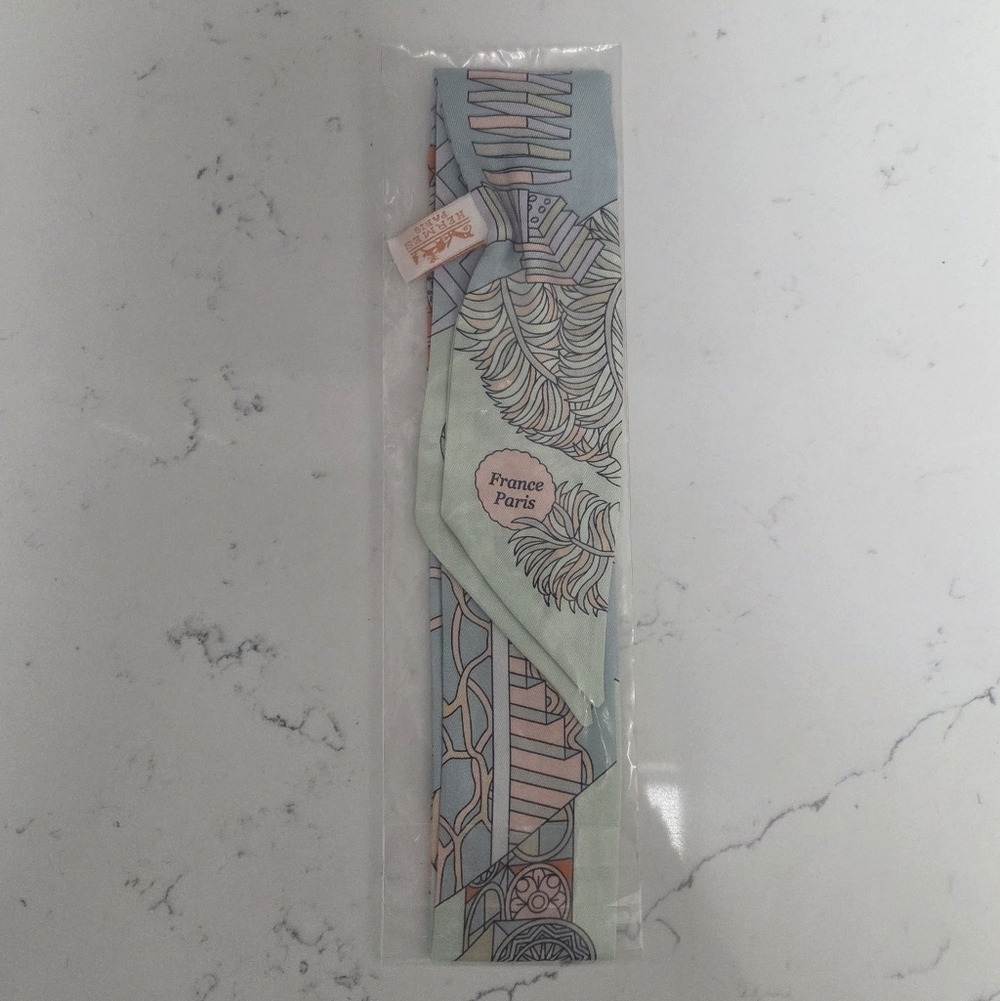 Elegant Green and Orange Floral Scarf